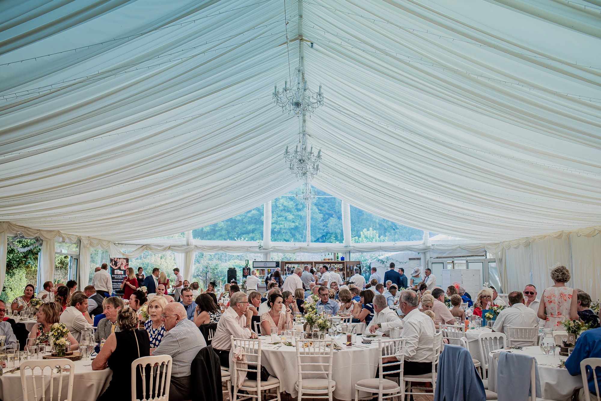 The Large Marquee during a wedding reception at Hockwold Hall