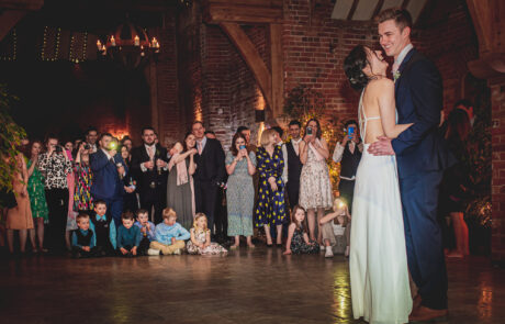 Bride and Groom first dance at Shustoke Barns Wedding