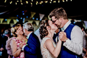 Bride and groom's first dance at Cambridgeshire farm