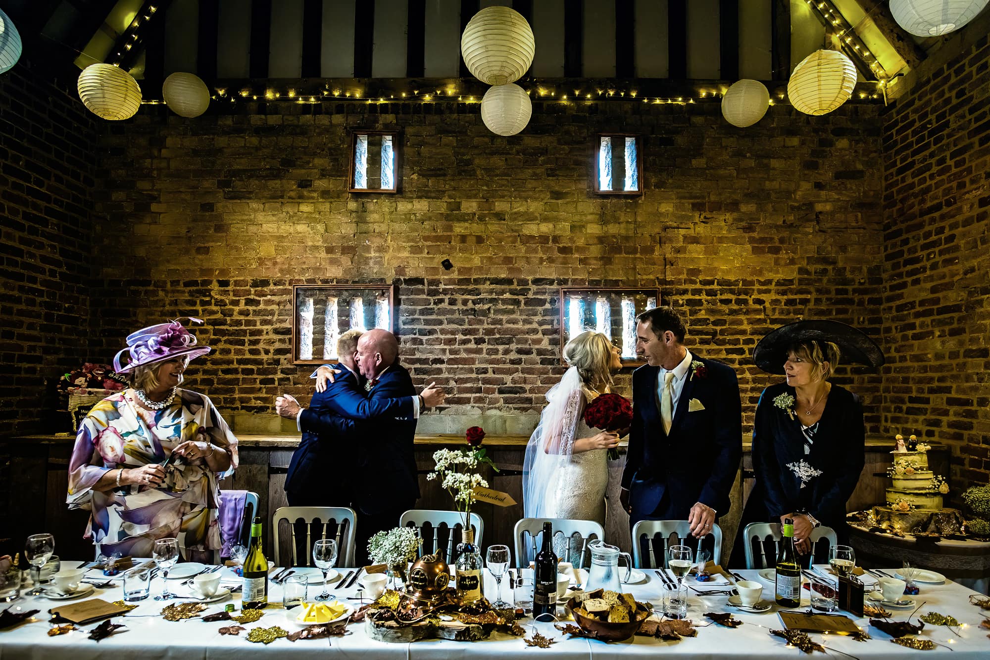 Top table at The Thatch Barn Wedding Venue Cambridge Wedding Photographer